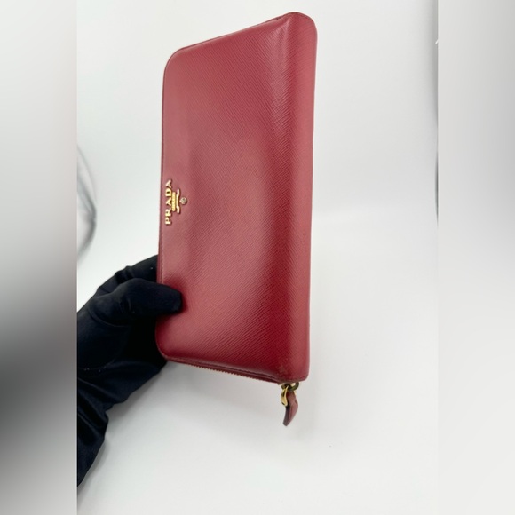 Prada Saffiano Leather Magenta Zip Around Long Wallet with Gold Hardware - Picture 7 of 12